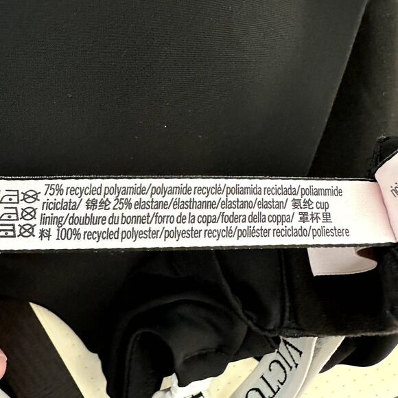 Victoria's Secret Black Lightly Lined Wireless Bra 32DD E70 Logo Strap Comfort - Picture 3 of 4